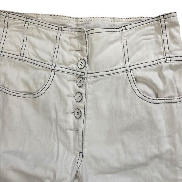 Ulla Johnson “Ellis” Jean, High Waist Cropped Flared Button Front Ecru 25 - Picture 8 of 13